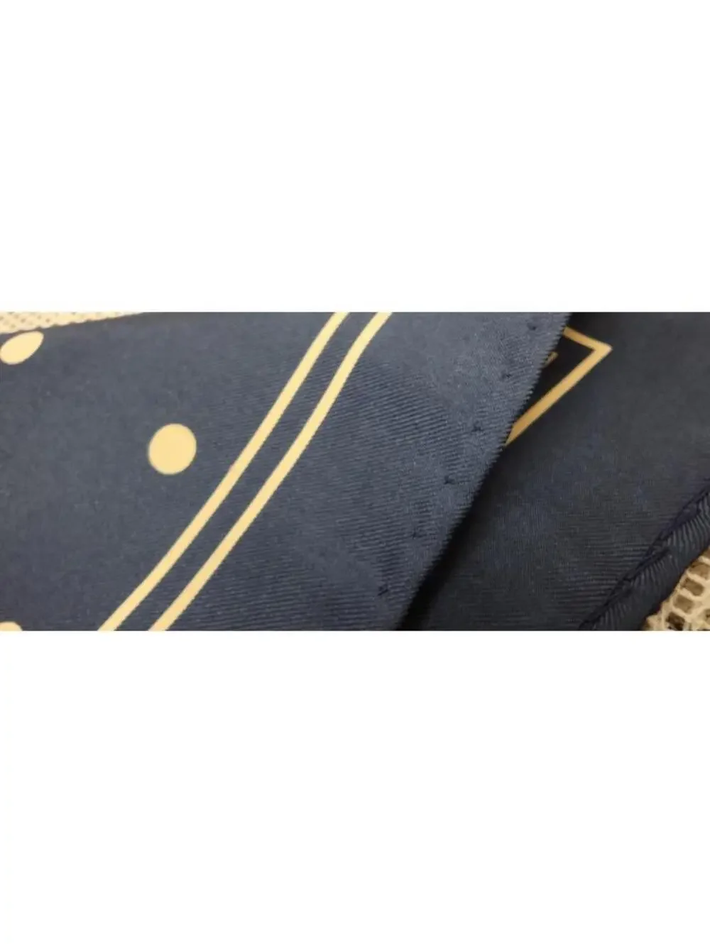 Vintage Navy Blue Silk Hnakie White Polka Dots NAUTICAL Menswear Handkerchief